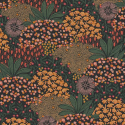As Creation - Papier peint feuillage noir et orange Tapisserie florale style botanique Papier peint intissé nature idéal pour chambre