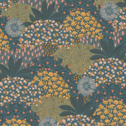 As Creation - Papier peint feuillage bleu vert et orange Tapisserie florale style botanique Papier peint intissé nature idéal pour salon