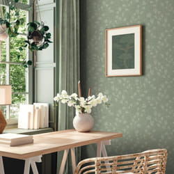 Papier peint floral vieux vert à feuilles Tapisserie nature à motifs de fleurs Papier peint gaufré style botanique idéal pour chambre