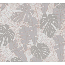 As Creation - Papier peint nature gris et argent Tapisserie florale feuillage Papier peint moderne intissé style jungle idéal pour couloir
