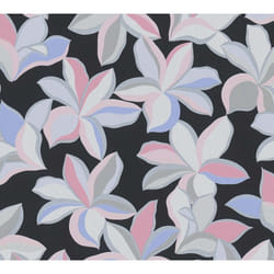 As Creation - Papier peint nature sur fond noir Tapisserie florale grise, rose et bleu Papier peint style botanique idéal pour cuisine