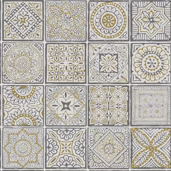 As Creation - Papier peint à ornement gris foncé et jaune Tapisserie aspect carreaux en mosaïque Papier peint style boho idéa ...