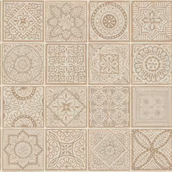 As Creation - Papier peint à ornement beige et orange Tapisserie aspect carreaux en mosaïque Papier peint style boho idéal po ...