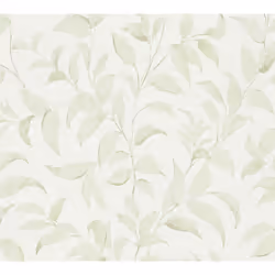 As Creation - Papier peint floral sur fond blanc Tapisserie à feuillage vert Papier peint végétal style cottage campagne idéa ...
