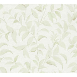 As Creation - Papier peint floral sur fond blanc Tapisserie à feuillage vert Papier peint végétal style cottage campagne idéal pour salon