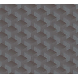 As Creation - Papier peint graphique marron foncé Tapisserie effet 3D à motif de carrés Papier peint géométrique style rétro idéal pour salon