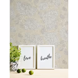 As Creation - Papier peint intissé floral gris et crème Tapisserie à fleurs style vintage Papier peint élégant résistant et l ...