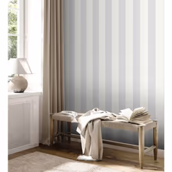 Papier peint intissé blanc et gris Tapisserie à rayures verticales Papier peint élégant style classique idéal pour couloir