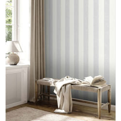 Papier peint intissé blanc et gris Tapisserie à rayures verticales Papier peint élégant style classique idéal pour couloir