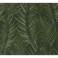 As Creation - Papier peint feuillage vert foncé Tapisserie végétale à feuilles de palmier Papier peint style exotique idéal p ...