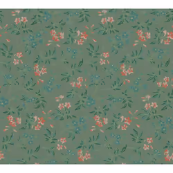 As Creation - Papier peint floral sur fond vert Tapisserie cottage à fleurs rouges Papier peint intissé charme style anglais  ...