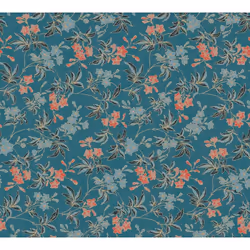 As Creation - Papier peint rouge et bleu à fleurs Tapisserie floral cottage sur fond bleu Papier peint intissé charme style a ...