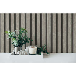 As Creation - Papier peint tasseaux de bois gris Papier peint effet bois 3D Papier peint intissé et structurée Idéal pour salon