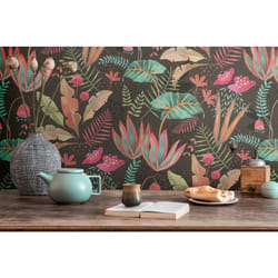 As Creation - Papier peint feuillage multicolore, fond gris B393481