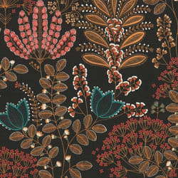 As Creation - Papier peint feuillage, fond noir, rouge, jaune, vert B393495