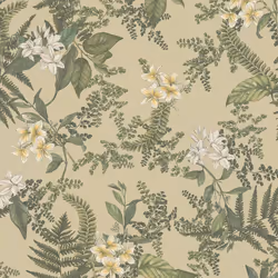 As Creation - Papier peint nature floral beige, vert, et jaune Tapisserie fleurie idéale pour bureau Papier peint intissé bot ...