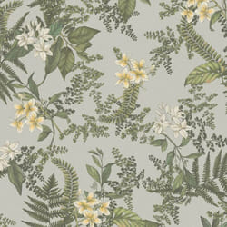 As Creation - Papier peint nature floral vert et jaune Tapisserie botanique pour cuisine et salon Papier peint à fleurs sur fond gris idéal bureau