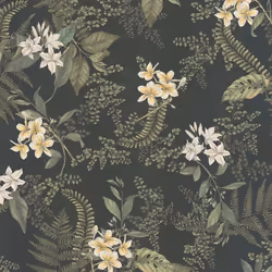 As Creation - Papier peint nature floral noir, vert, et jaune Tapisserie fleurie idéale pour bureau Papier peint à fleurs pou ...