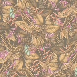 As Creation - Papier peint nature plantes et fleurs marron, mauve & vert Tapisserie style tropical jungle Papier peint feuill ...