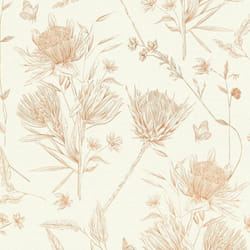 As Creation - Papier peint intissé sur fond crème Tapisserie florale orange avec papillons Papier peint nature cottage idéal pour salon et couloir