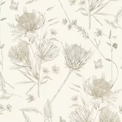 As Creation - Papier peint intissé sur fond crème Tapisserie à fleurs vertes avec papillons Papier peint nature cottage idéal ...