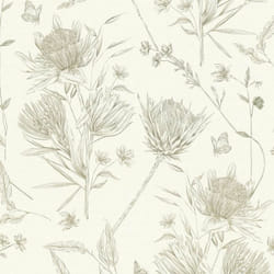 As Creation - Papier peint intissé sur fond crème Tapisserie à fleurs vertes avec papillons Papier peint nature cottage idéal pour couloir