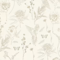 As Creation - Papier peint nature sur fond crème Tapisserie florale verte avec oiseaux Papier peint cottage idéal pour couloi ...