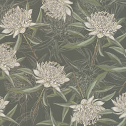 As Creation - Papier peint intissé nuances de verts Tapisserie à fleurs blanches Papier peint feuillage style tropical pour chambre et couloir