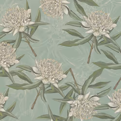 As Creation - Papier peint intissé sur fond bleu Tapisserie à fleurs blanches style tropical Papier peint feuillage idéal pou ...