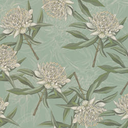 As Creation - Papier peint intissé sur fond bleu Tapisserie à fleurs blanches style tropical Papier peint feuillage idéal pour salon et bureau