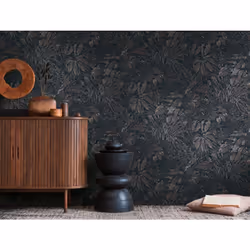 Papier peint exotique marron, feuillage B395605