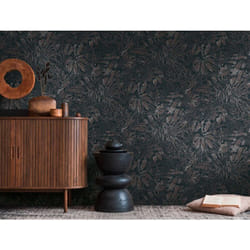 Papier peint exotique marron, feuillage B395605