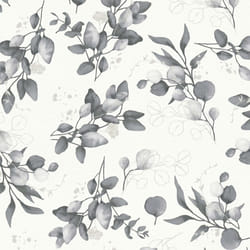 As Creation - Papier peint fleuri gris, fond blanc B397686