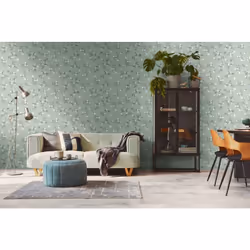 As Creation - Papier peint fleurie, blanc vert, fond vert B397687
