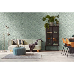 As Creation - Papier peint fleurie, blanc vert, fond vert B397687