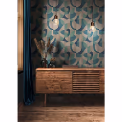 As Creation - Papier peint moderne chic, turquoise, bleu canard, crème, abstrait, cuisine, salon, hôtel, 399322