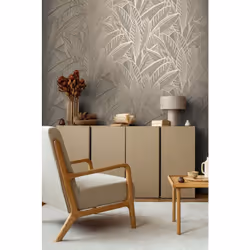 As Creation - Tapisserie feuille abstraite, blanc, beige, tête de lit, cuisine, salon, 399332