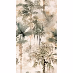Ce modèle est un papier peint vinyle sur intissé (240 grammes/m2) de style motifs nature|jungle|contemporain. Il est lessivab ...