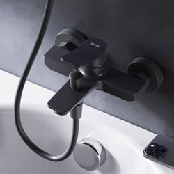 Am.pm - Mitigeur Baignoire Noir Robinet Baignore Main Monté Mur pour Salle de Bains Mélangeur de Baignoire en Laiton