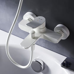 Am.pm - Mitigeur Baignoire Blanc Robinet Baignore Main Monté Mur pour Salle de Bains Mélangeur de Baignoire en Laiton