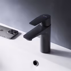Mitigeur de lavabo avec bec de 10,6 cm, pour eau chaude et froide, livré complet avec tuyau G3/8 et matériel de fixation. Ins ...