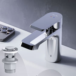 Am.pm - Mitiguer Lavabo avec bonde clic clac pour lavabo Robinet Salle Bain Chrome Robinet de Lavabo pour Salle de Bain Mélangeur Lavabo en Laiton