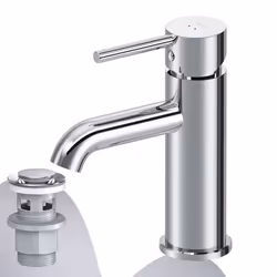 AM.PM Robinet lavabo Robinet Salle de BainRobinet avec levier de vidange laiton Installation rapide Chromé FPA82100 Spike