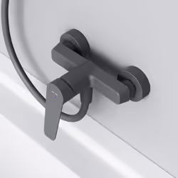 Mitigeur à faible encombrement avec poignée plate pratique, conçu pour l'eau chaude et l'eau froide. Installation à 2 trous.  ...
