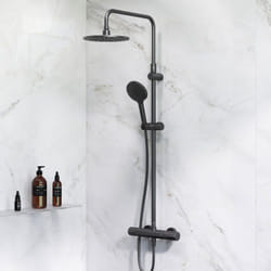 Colone de Douche Thermostatique 38℃ avec Mitigeur Noir Douche Set Robinet Baignore Thermostatique Système de douche Réglable en Hauteur - Am.pm
