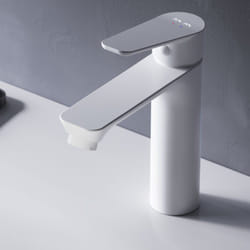 Am.pm - Mitiguer Lavabo Robinet Salle Bain Blanc Robinet de Lavabo pour Salle de Bain Mélangeur Lavabo en Laiton