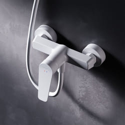 Am.pm - Mitigeur Douche Blanc Robinet Douche Main Monté Mur pour Salle de Bains Mélangeur Douche en Laiton