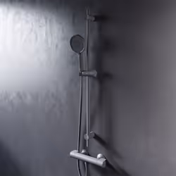En kit : le kit de douche comprend le robinet de douche avec thermostat et le kit de douche (barre de douche et douchette) d' ...