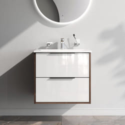 Am.pm - Meuble de Salle de Bain avec lavabo suspendu Meuble Sous Vasque Blanc Brilliant avec 2 tiroirs 60 cm