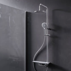 Colone de Douche Thermostatique 38℃ avec Mitigeur Chrome Douche Set Robinet Baignore Thermostatique Système de douche Réglable en Hauteur - Am.pm